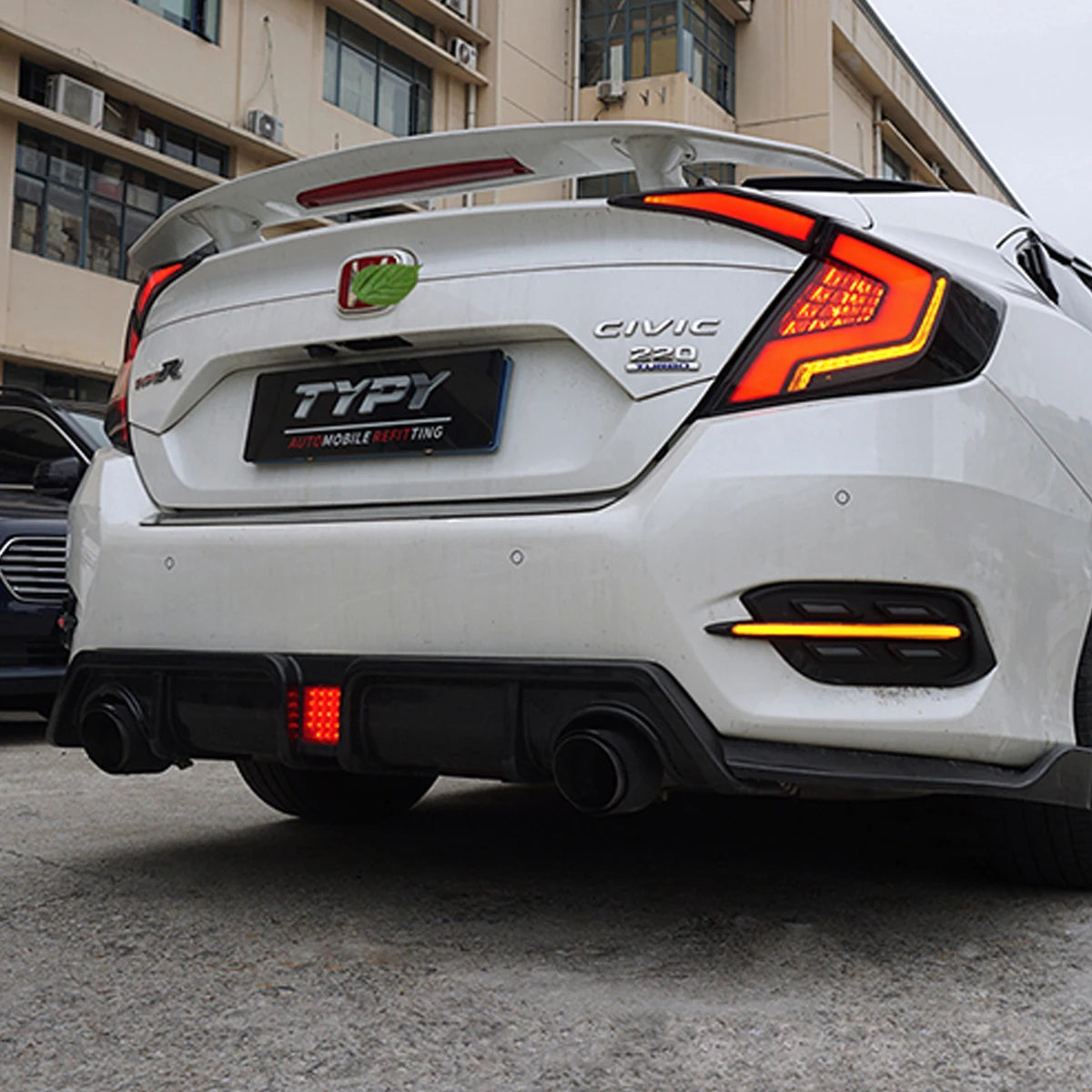 Carbon Fiber Rear Bumper Fog Lights For Honda Civic 10th Gen 2016-2020