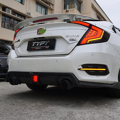 Carbon Fiber Rear Bumper Fog Lights For Honda Civic 10th Gen 2016-2020