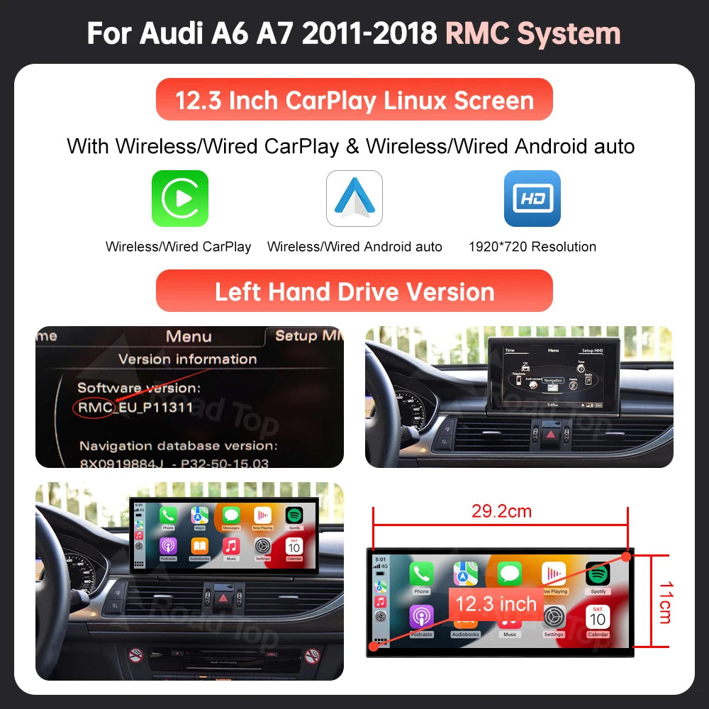 12.3'' Linux Multimedia Display For Audi A6 A7 2011-2018