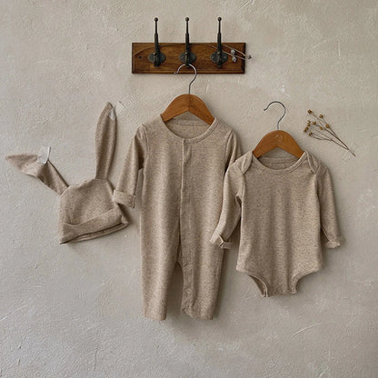 1Pc Beige Onesie W/ Bunny Hat 0-18M