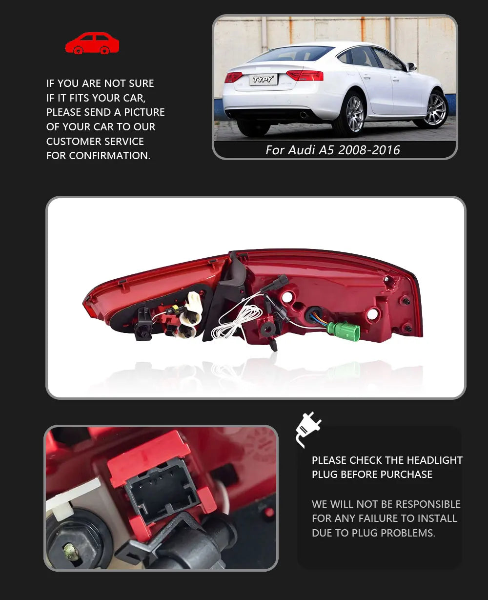 LED Tail Lights For Audi A5 2008-2016