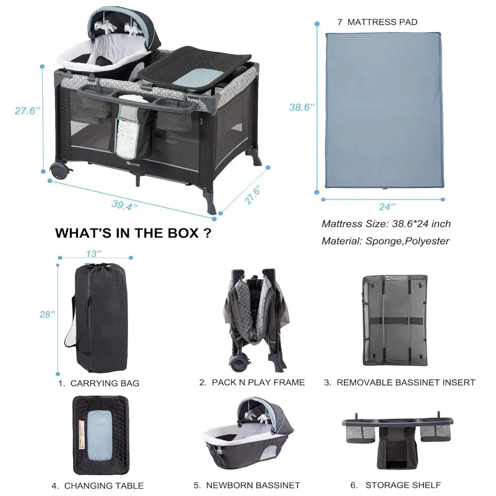 5 in 1 Multifunctional Baby Crib Pack and Play