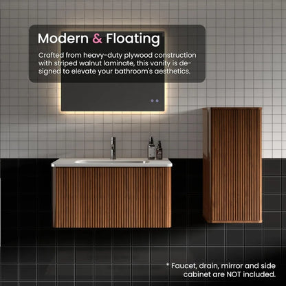 30" Modern Floating Vanity W/ Push Drawer