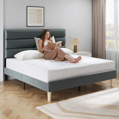 Velvet Padded Queen Size Bed Frame