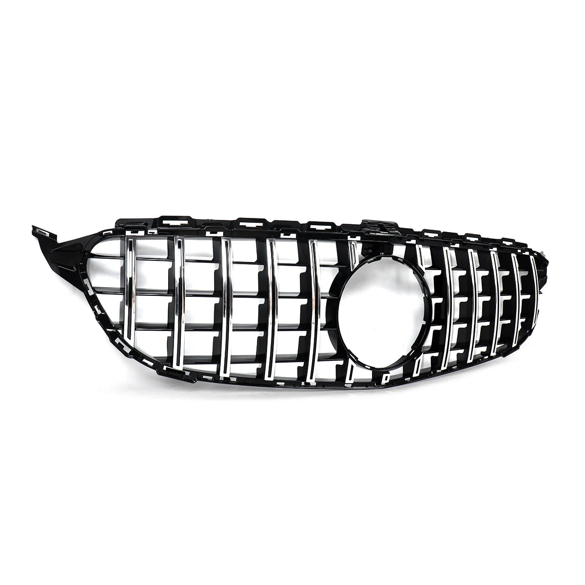 Chrome + Black Front Grille For Mercedes-Benz W205 C250 C300 2015-2018