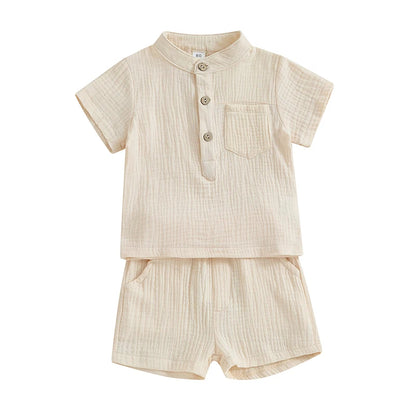 2Pc Plain Button Up Outfit 12M-4T