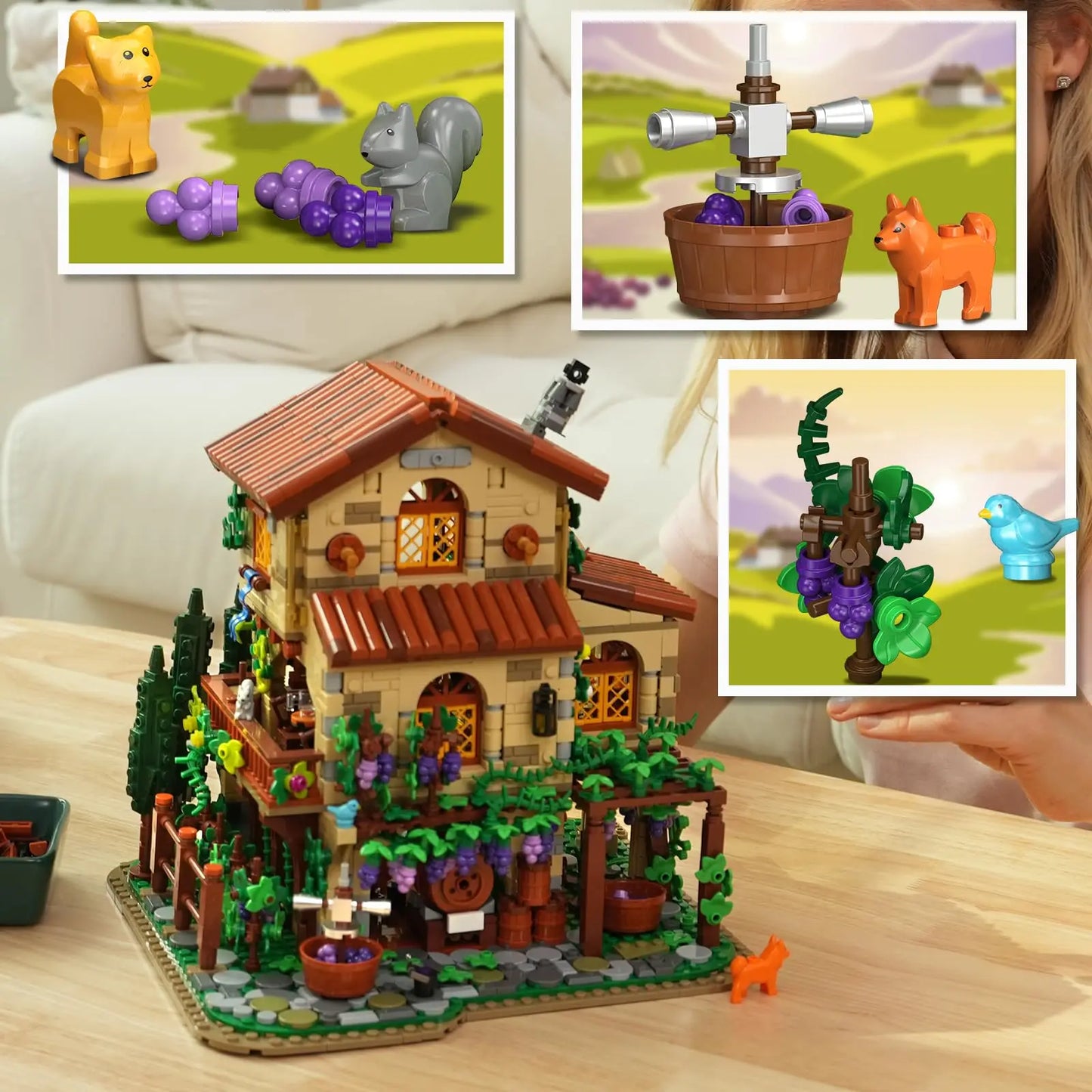 Winery Chateau House with led-Vineyard Castle Building Set