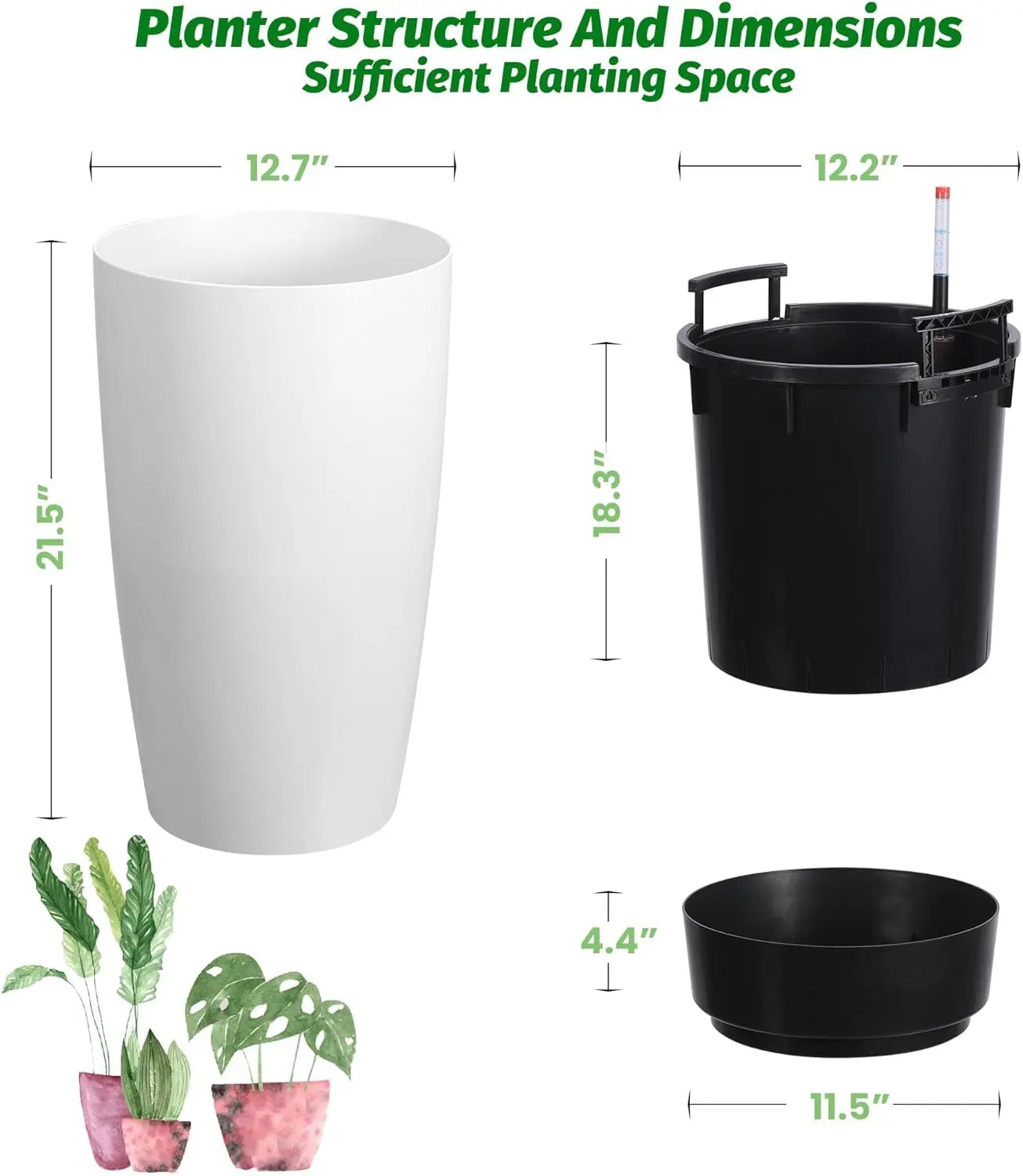 1-Pair Self-Watering Planters