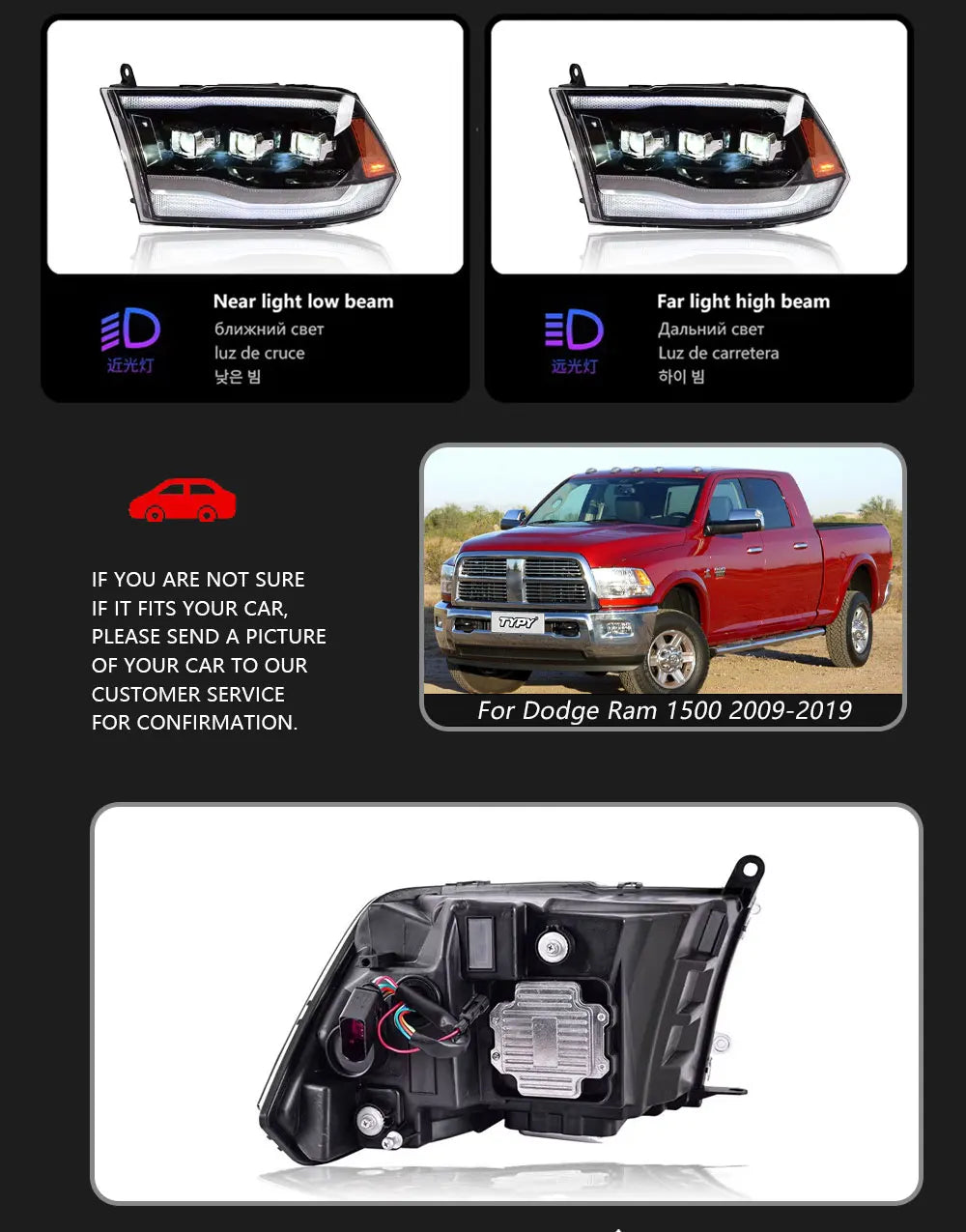 Car Lights For Dodge Ram 1500 Headlight 2009-2019