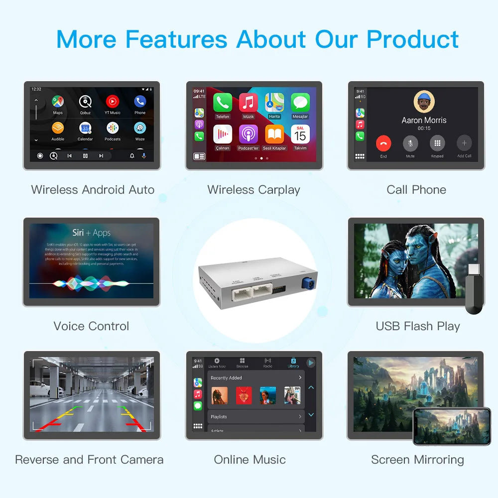 Wireless CarPlay Android Auto Interface Adapter for Audi A4 B8 A5 Q5 2009-2015