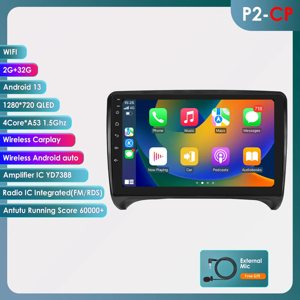 CarPlay Android Auto radio For Audi TT MK2 8J 2006-2014