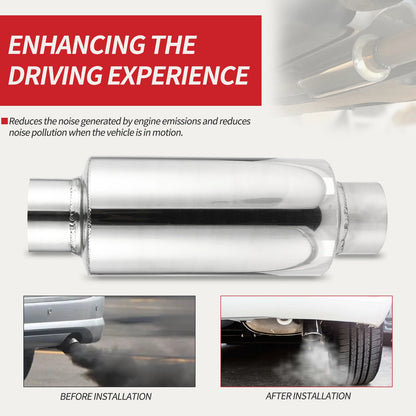 2.5"/3'' Stainless Steel Muffler Length 12" For Ford