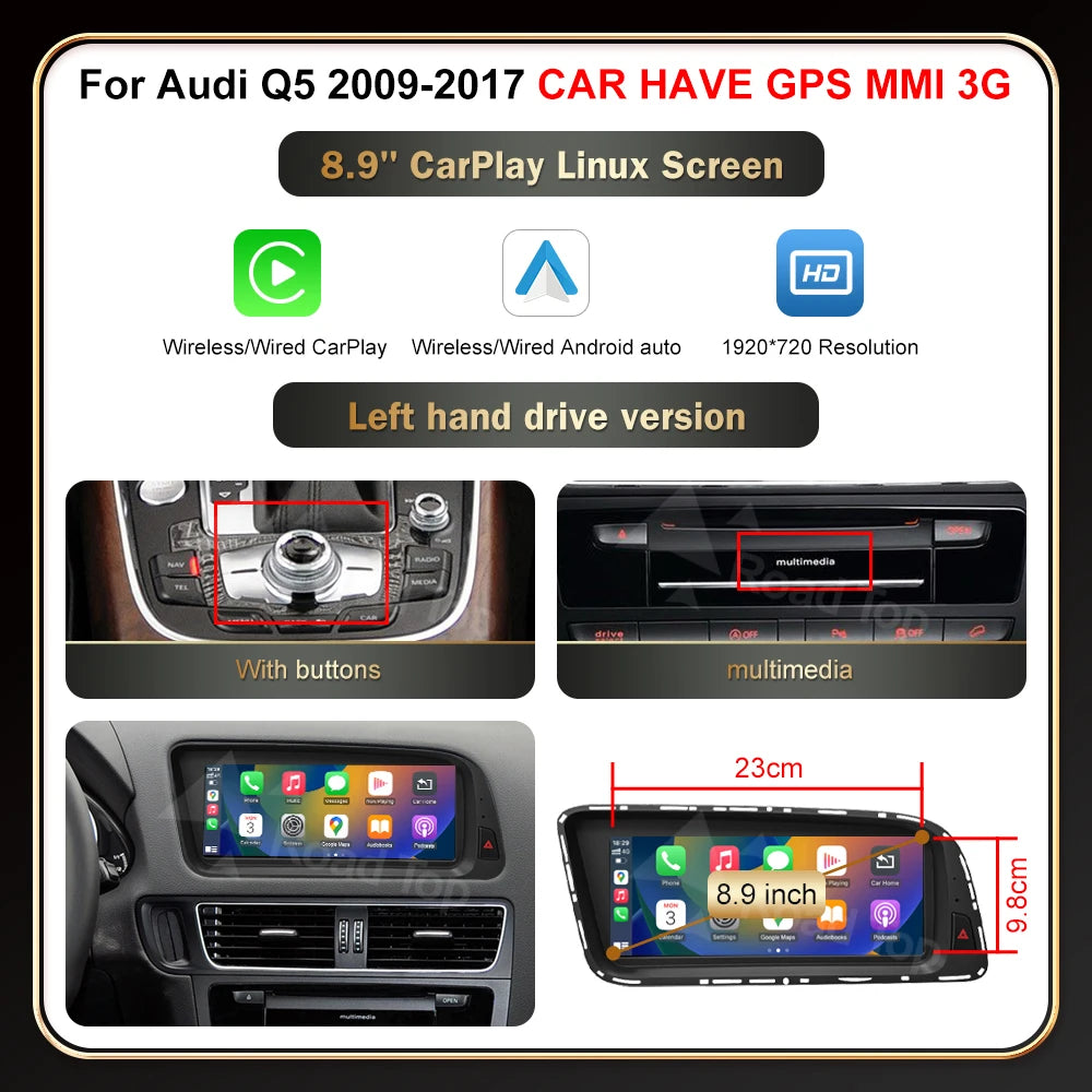 12.3' Wireless CarPlay For Audi A4 2009-20012
