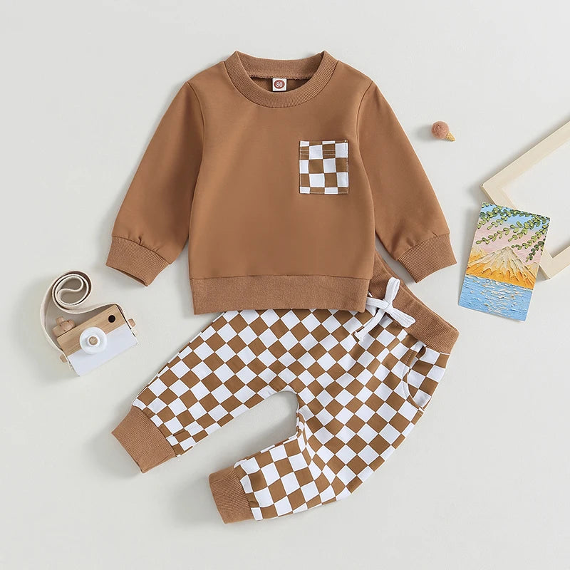 2Pc Checkerboard Sweater Outfit 0-3T