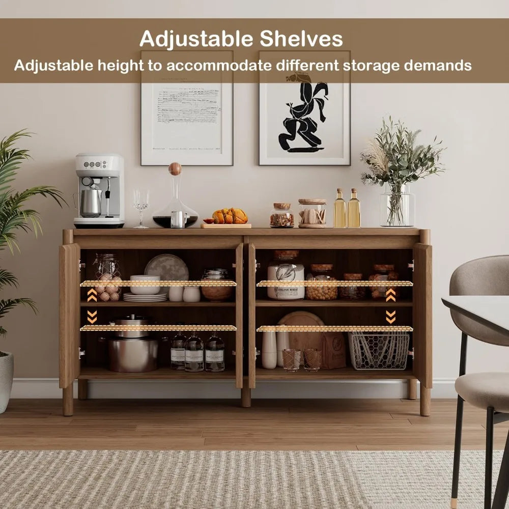 Solid Wood Storage Cabinet with 4 Doors