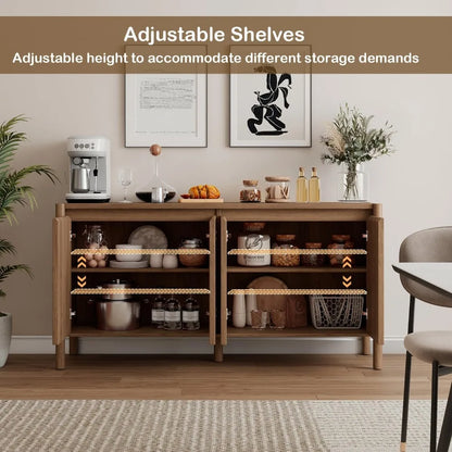 Solid Wood Storage Cabinet with 4 Doors