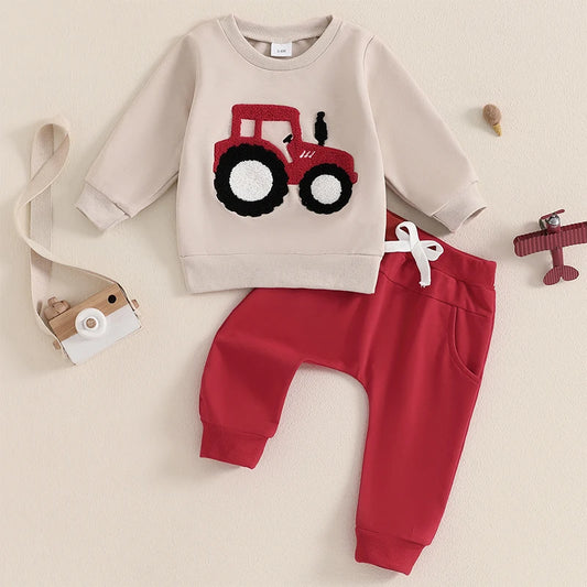 2Pc Embroidered Tractor Cozy Set 3M-3T