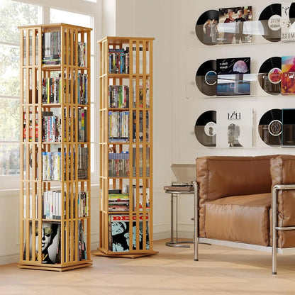 6-Tier 360° Rotating Bamboo CD/DVD Shelf