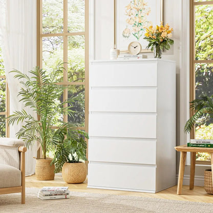 White 5 Drawer Dresser