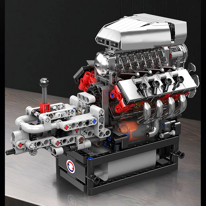 Mould King 10225 Motorized V8 Car Engine Building Block Assembly