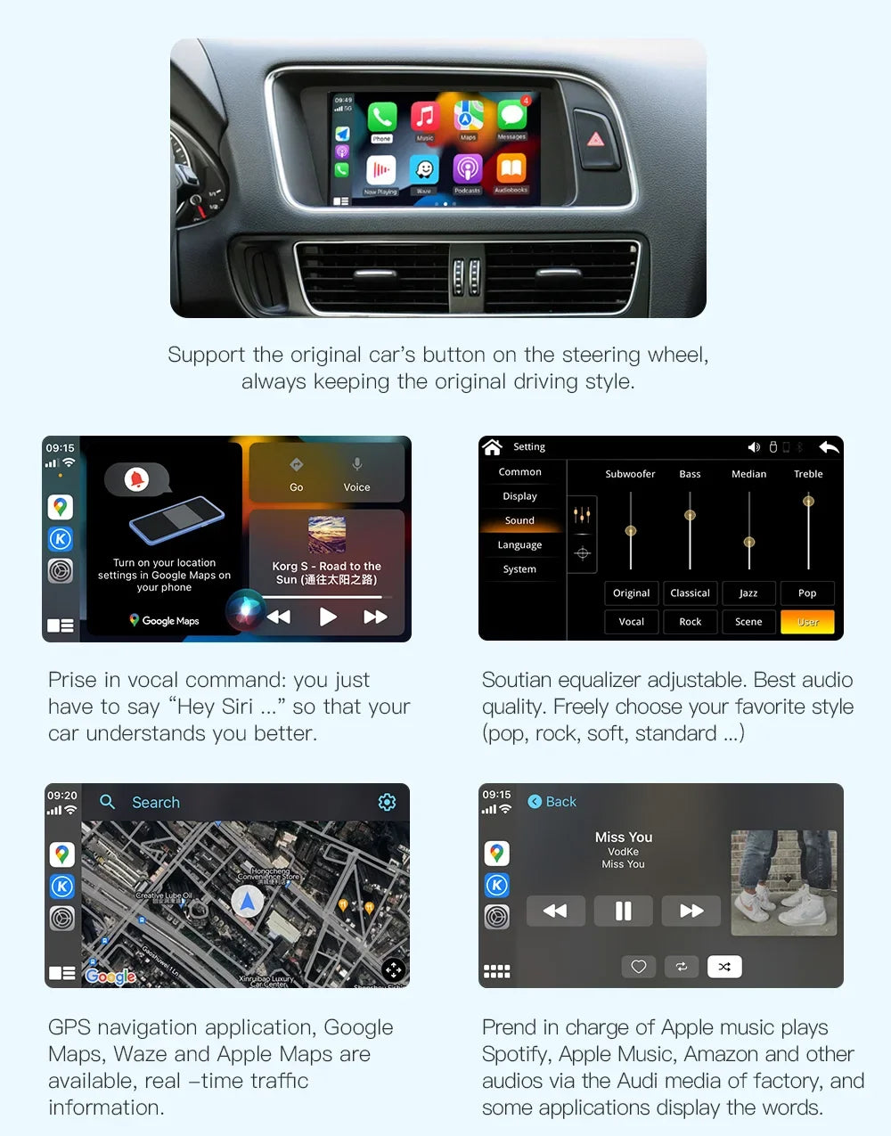 CarPlay Android Auto Interface Adapter For Audi A4 B8 A5 Q5 2009-2016