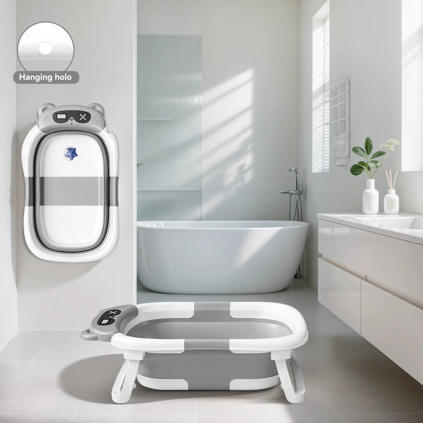 Cushioned Bathing Tub W/ Temp Sensor