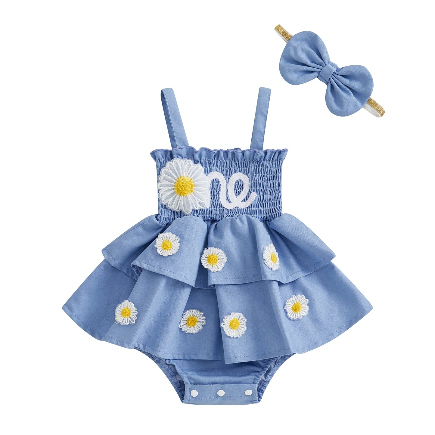 1Pc Stitched Flower Dress 12-18M