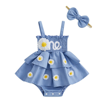 1Pc Stitched Flower Dress 12-18M