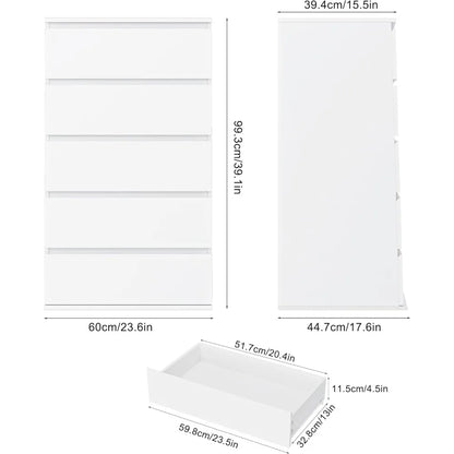 White 5 Drawer Dresser