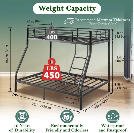 Twin Over Full Size Heavy Duty Bunk Beds