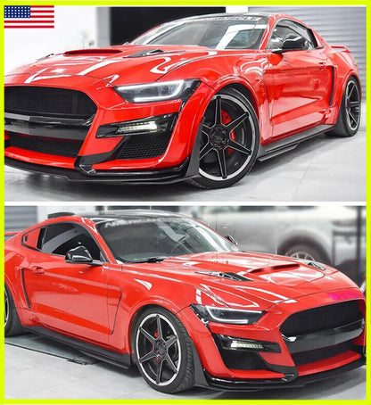 Black Front Bumper Splitters For Ford Mustang 2015-2022
