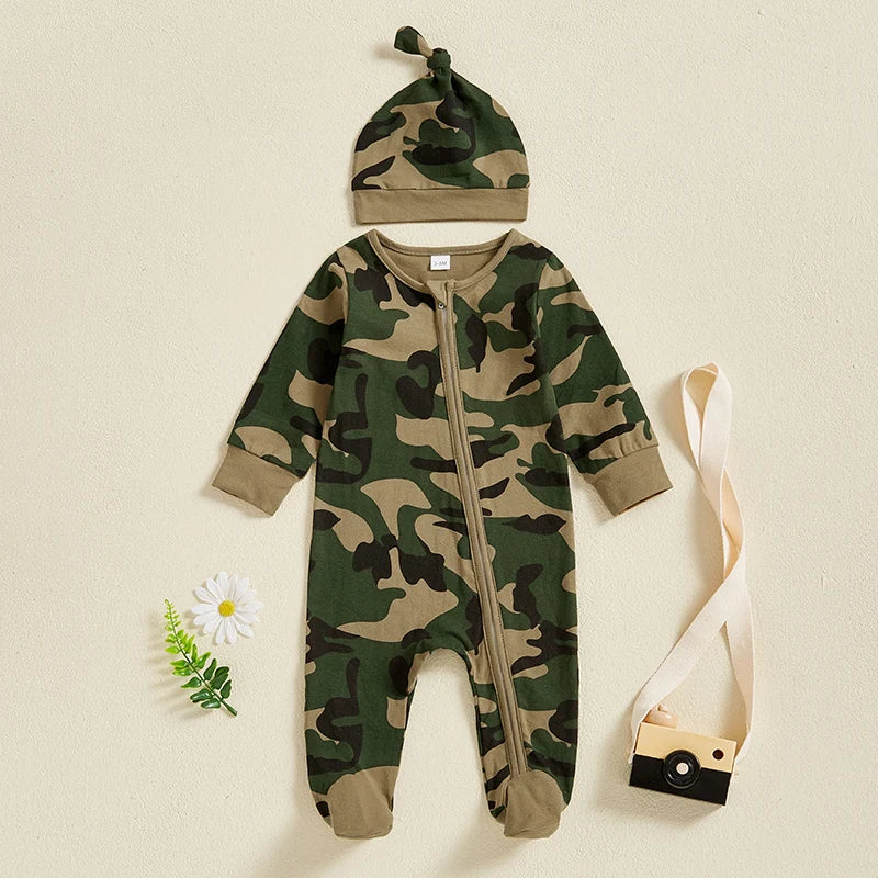 2Pc Winter/Forest Camo Onesie Set 0-6m