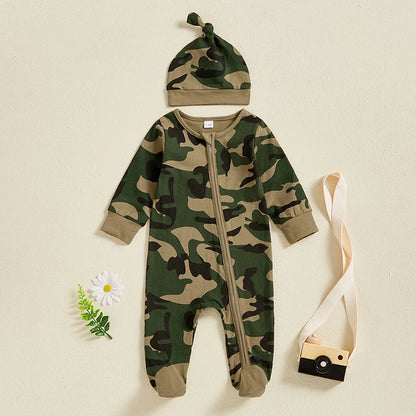 2Pc Winter/Forest Camo Onesie Set 0-6m