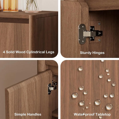 Solid Wood Storage Cabinet with 4 Doors