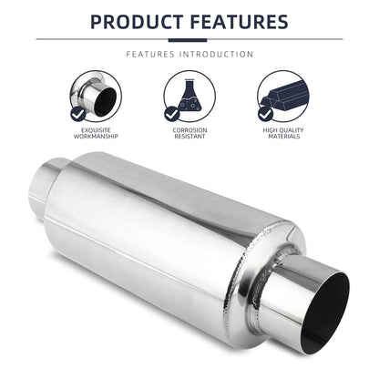 2.5"/3'' Stainless Steel Muffler Length 12" For Ford