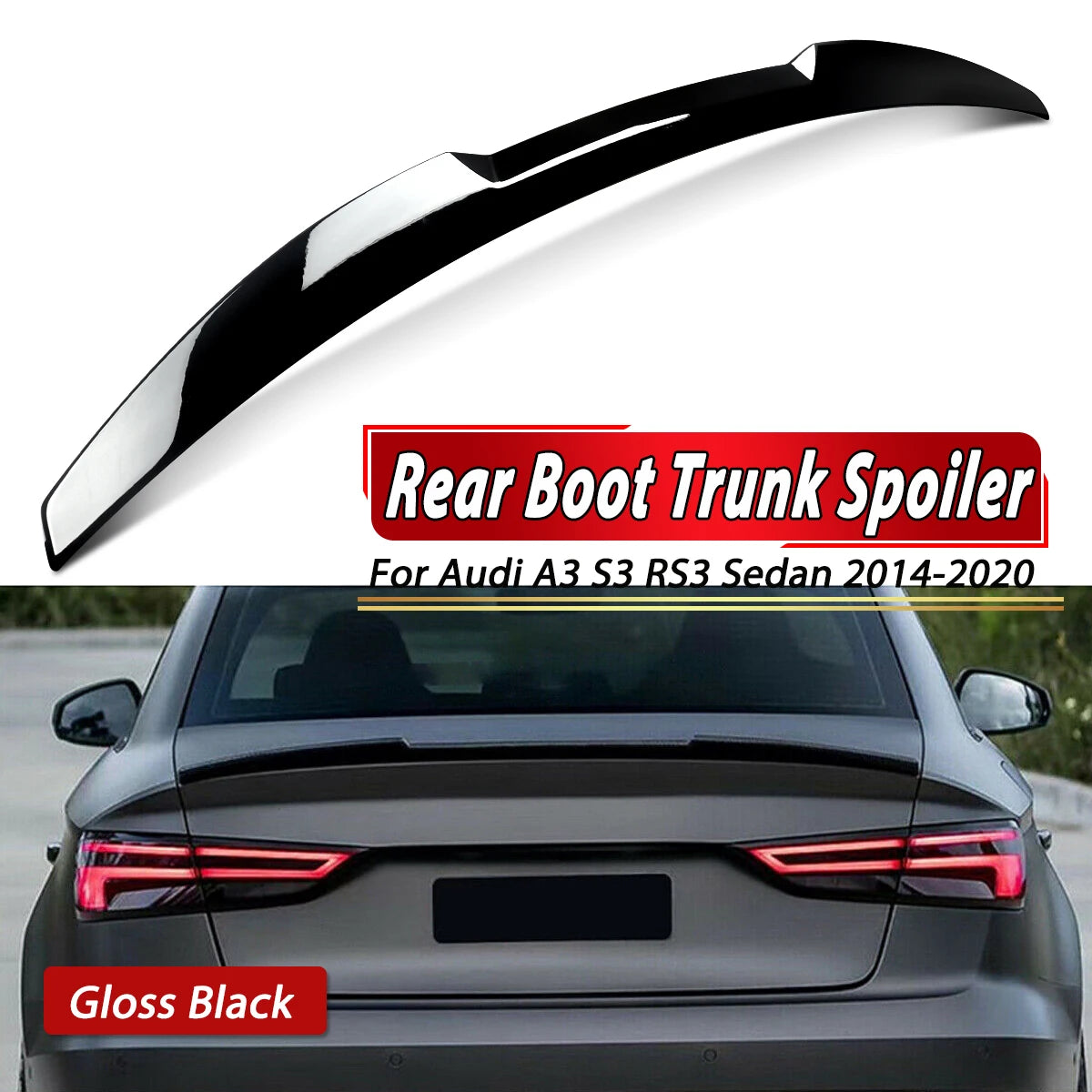 Saloon Sline Spoiler For Audi A3 S3 2013-2020