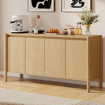 Solid Wood Storage Cabinet with 4 Doors
