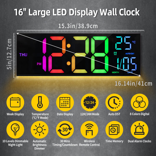 RGB Digital LED Wall Clock