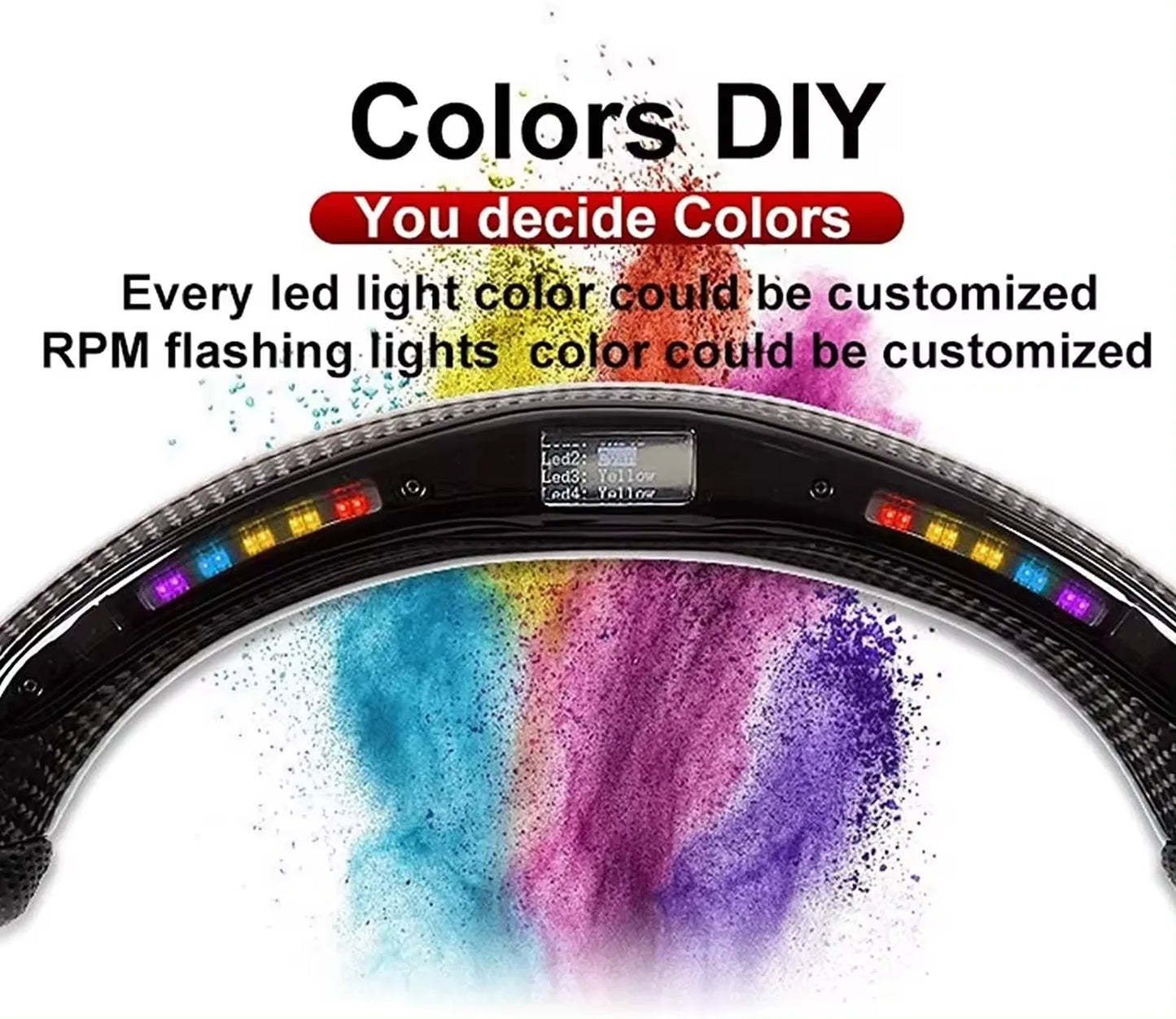 LED Carbon Fiber Steering Wheel For Dodge 2015-2020 Jeep 2014-2020