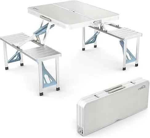 Foldable Picnic Table W/ Seats+Umbrella