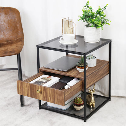 Tempered Glass Nightstand Table