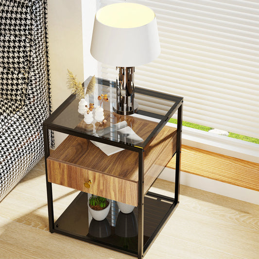 Tempered Glass Nightstand Table