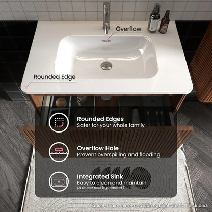 30" Modern Floating Vanity W/ Push Drawer