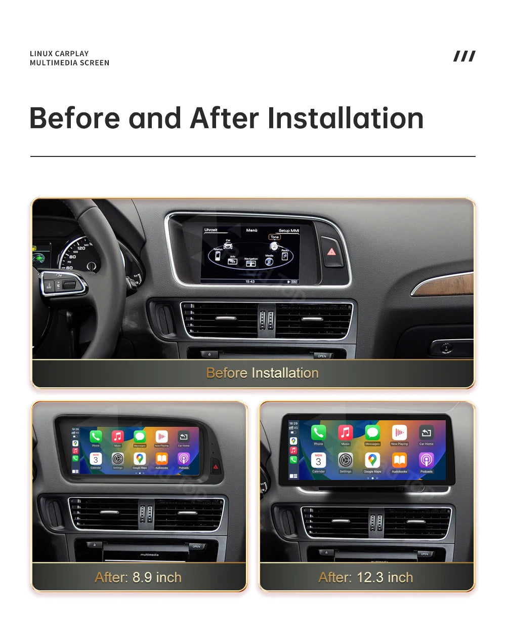 12.3' Wireless CarPlay For Audi A4 2009-20012