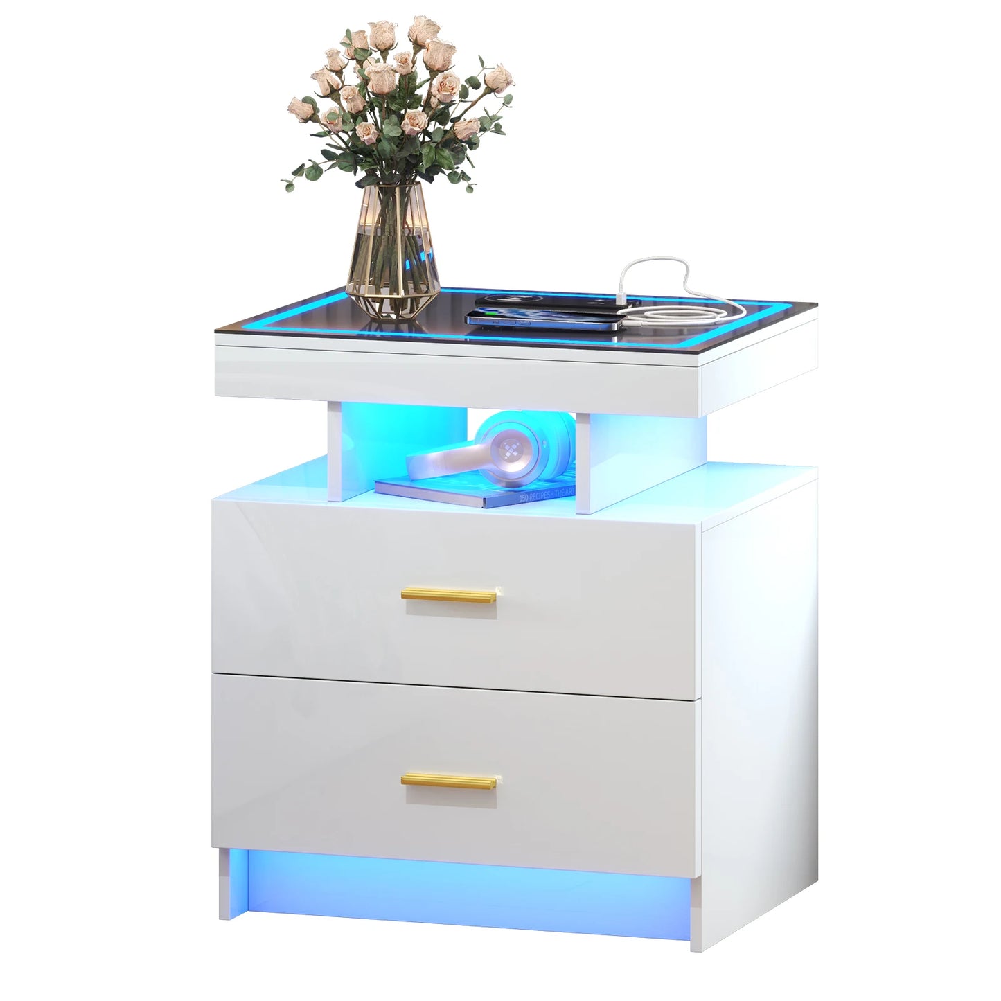 Motion LED Nightstand with Wireless Charging Station