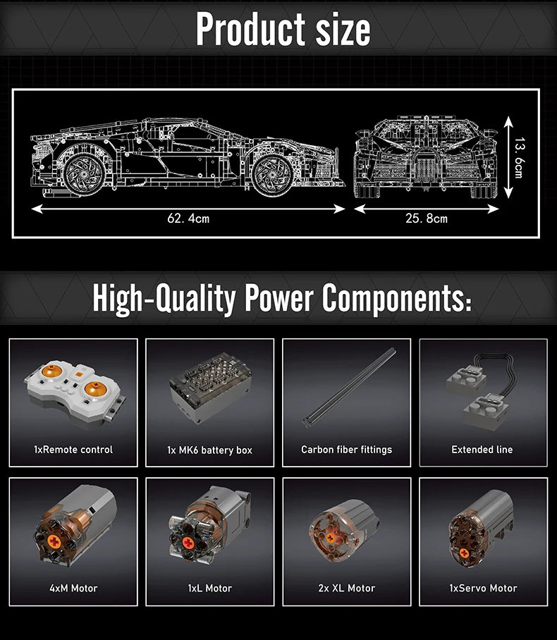 MOULD KING 13163 Bugatti Building Block Assembly
