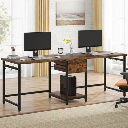 Two Person Desk with 2 Drawers