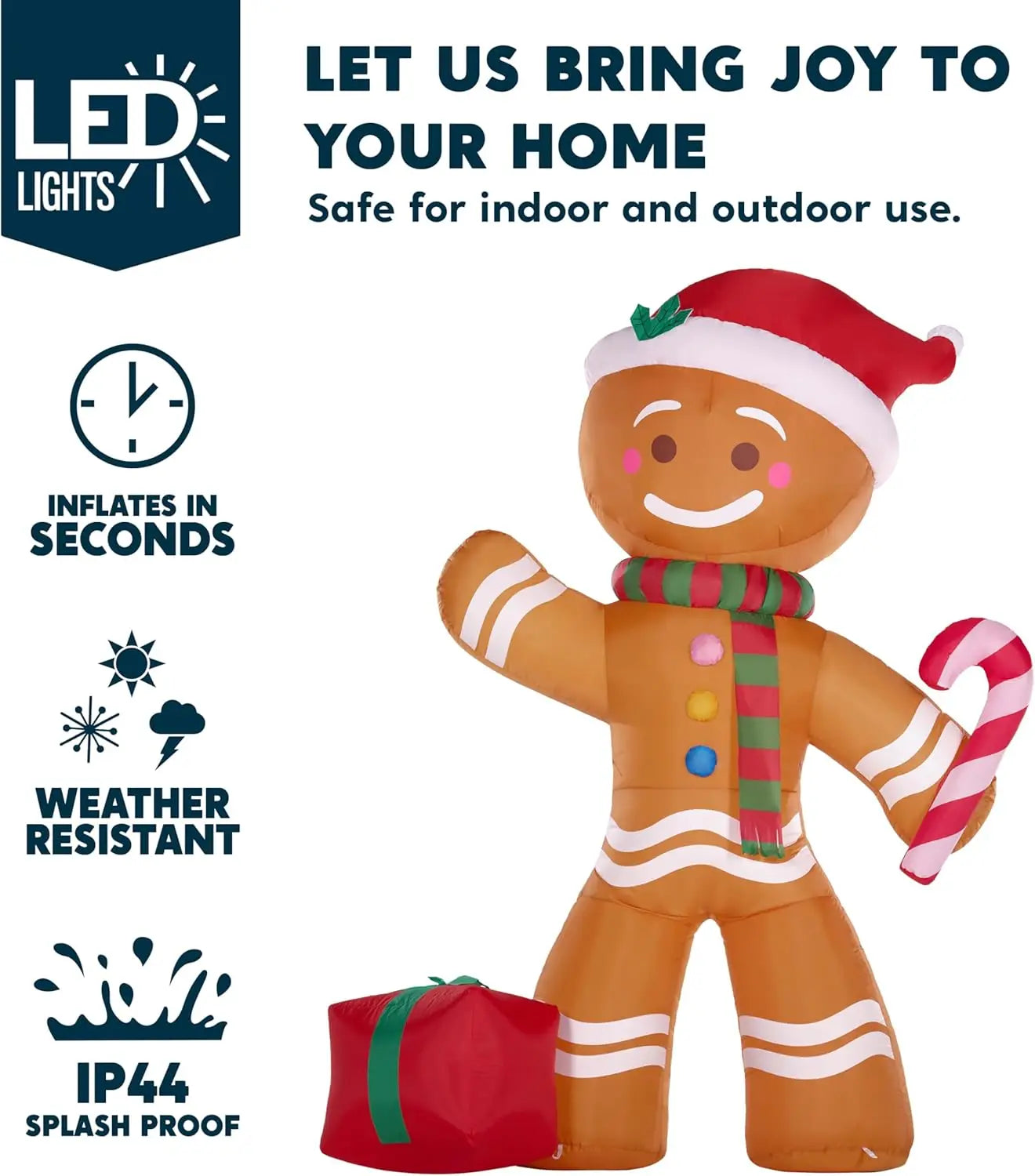 JOYFY 8 FT Inflatable Gingerbread Man