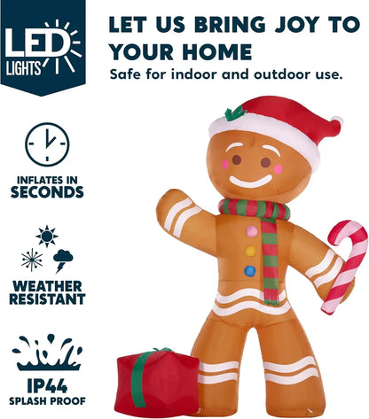 JOYFY 8 FT Inflatable Gingerbread Man