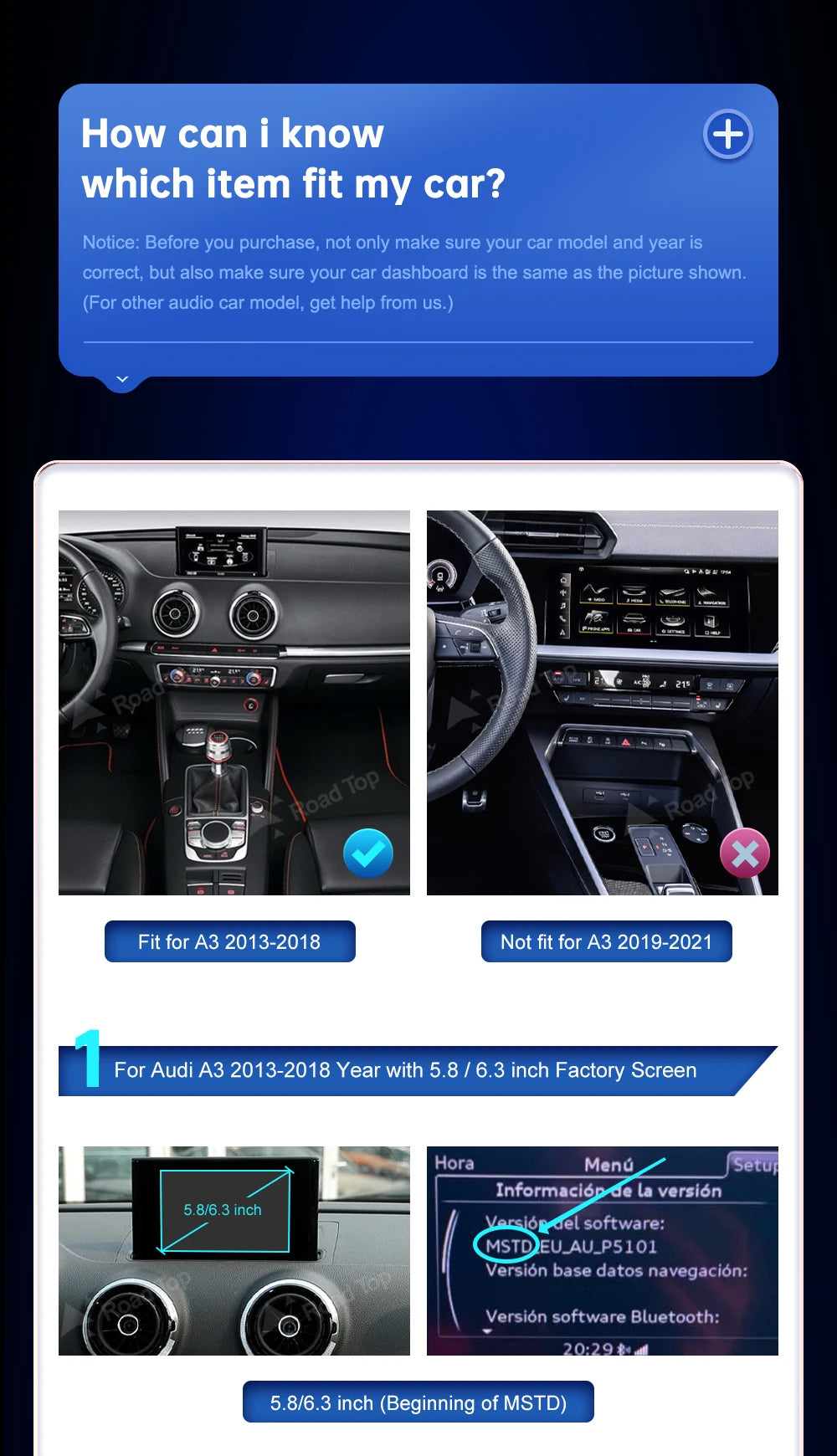Carplay Wireless Android Auto interface For Audi A3 S3 2013-2018